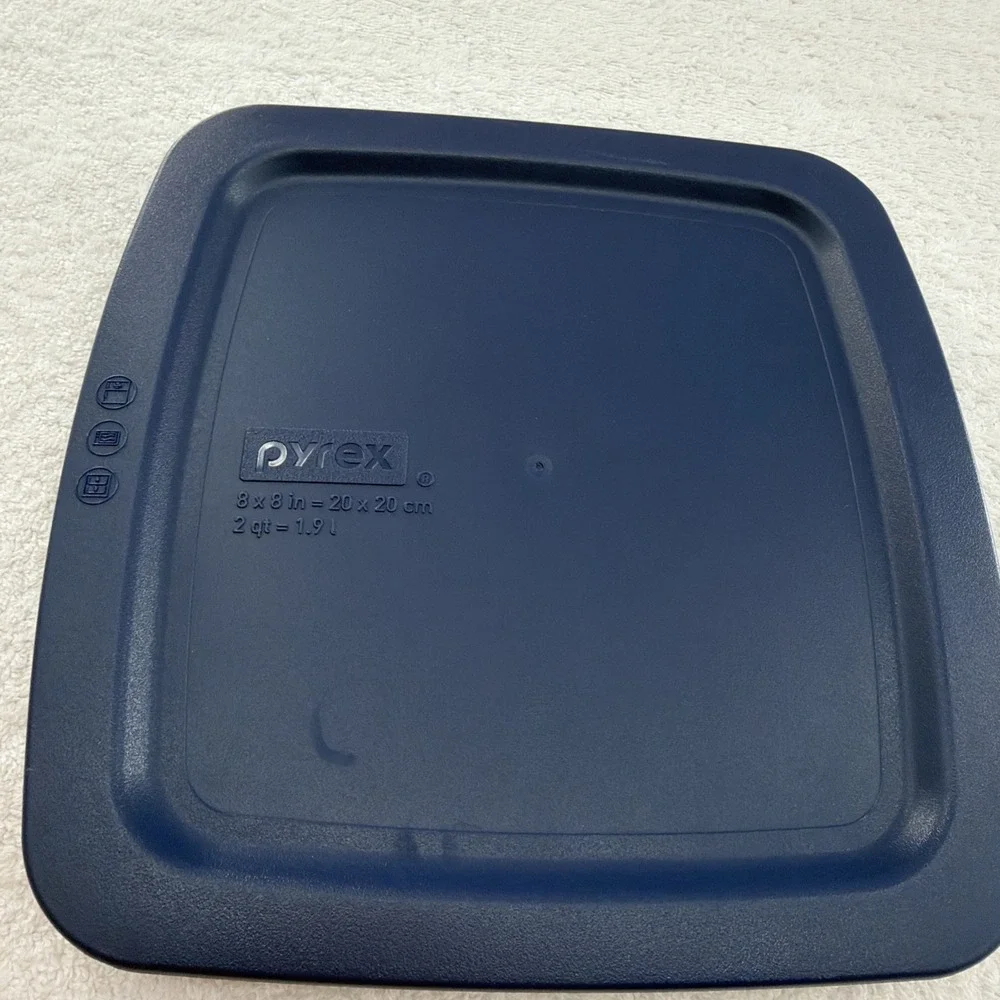 Pyrex Lid blue navy  8x8 Square C-222-PC 2qt Easy Grab Replacement LID ONLY USA